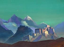 Roerich tibeti táj ihlette festménye festmény tibeti tájról kolostorral