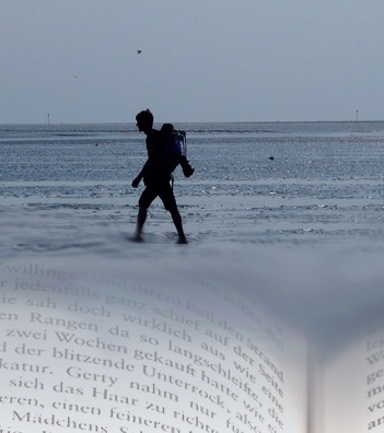 ember, könyv, tenger