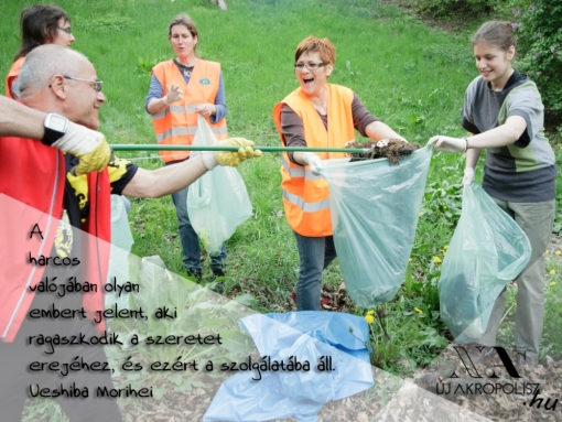 Önkéntesek Gellérthegy-tisztítás közben